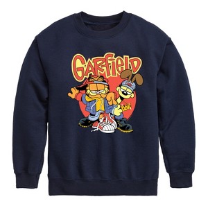 Boys' - Garfield - Garf And Odie Logo Graphic Long Sleeve Fleece Sweatshirt - 1 of 4