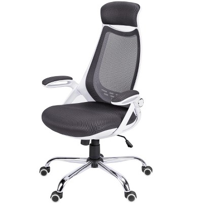 Monarch Specialties Office Chair Adjustable Height Swivel Ergonomic Armrests Computer Desk Work Metal Mesh White Grey Contemporary Modern