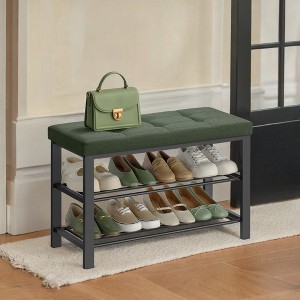 Shoe Bench, Storage Bench, Entryway Bench with Cushion, Shoe Shelf with Seat, Storage Organizer with Foam Padded Seat Linen Metal Frame - 1 of 4