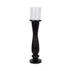 Mango Wood & Glass Candle Holder - Tall Pillar Candle Stand for Home & Office - Rustic Accent for Living Room, Bedroom, Entryway - 27" Black - 3 of 4