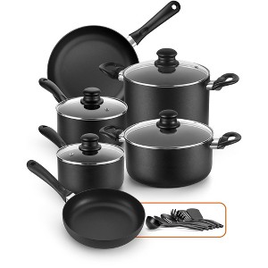 SUGIFT Nonstick Cookware Set with Lids, Steamer & Utensils, Die-Cast Aluminum, All-Stove Compatible, PFOA-Free - 1 of 4