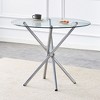 CAVINAS Round Dining Table Modern Tempered Glass Table for 4 with Cross Metal Base - 3 of 4