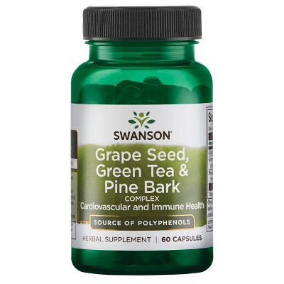 Swanson Dietary Supplements Grape Seed, Green Tea & Pine Bark Complex 60 Caps.