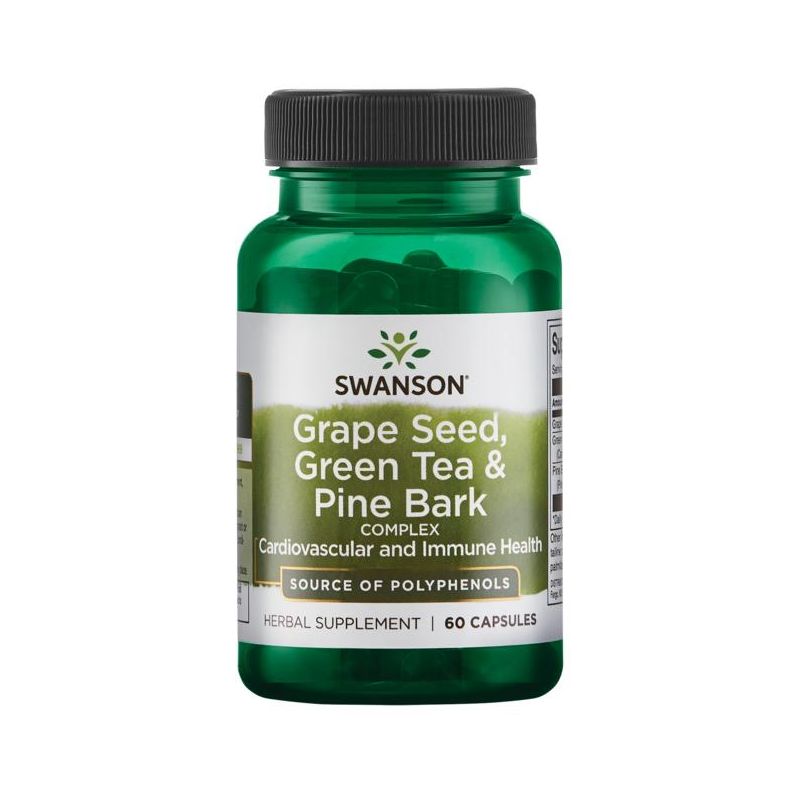 Swanson Grape Seed, Green Tea & Pine Bark Complex 60 Caps, 1 of 3