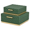 HomeRoots Set of Two Green And Gold Striped Square Nesting Storage Boxes With Lids - 4 of 4