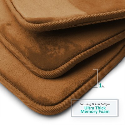 Chocolate Brown Velvet Memory Foam Bath Rug with PVC Backing