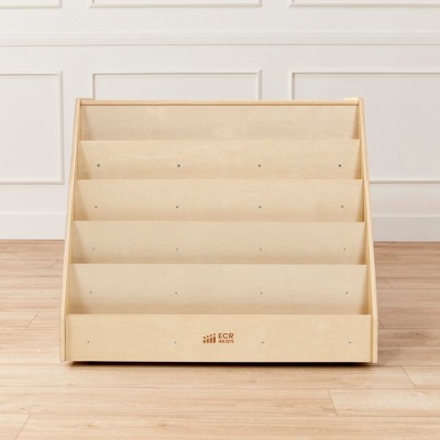 Natural Birch Double-Sided Mobile Book Display with Storage