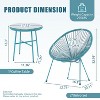 Janey 3-piece All-Weather PE Rattan Patio Bar Set with Side Table, Flexible Rope Acapulco Design, Outdoor Furniture - The Pop Home - 4 of 4