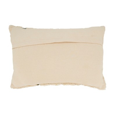 Green Tufted Symmetry Embroidered Throw Pillow Cover, 16"x24"