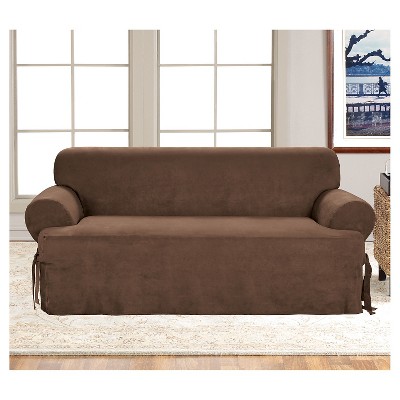 Soft Suede Tsofa Slipcover Chocolate - Sure Fit, Brown