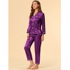 Allegra K Women's Satin Button Down Sleepshirt with Pants Sleepwear Pajama Set - 4 of 4