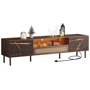 DOMETOUR 71 Inch TV Stand with LED Lights & Power Outlet, Gaming Media Console for TVs Up to 80 Inch with 2 Cabinets - 1 of 4