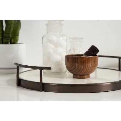 Elegant Round 14'' Bronze Marble Display & Serving Tray