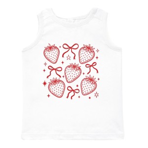 The Juniper Shop Coquette Strawberry Chart Toddler Tank - 4T - White - 1 of 4