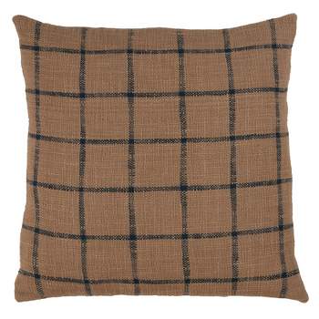 Saro Lifestyle Checkered Pillow - Down Filled, 20" Square, Natural