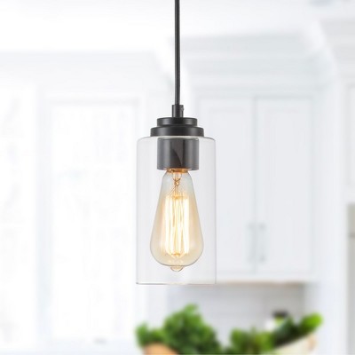 Black and Nickel Mini Pendant Light with Clear Glass Shade