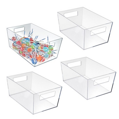 Azar Displays X-Large Organizer Storage Tote Bin with Handle 13W x 9.5D x  6.5H, 4-Pack.