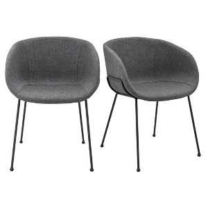 HomeRoots Set of Two Gray and Black Upholstered Fabric Dining Arm Chairs - 1 of 4