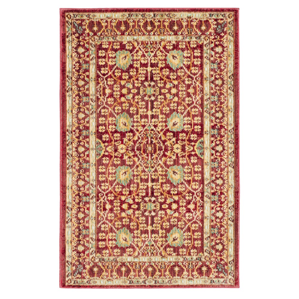 Red/Red Floral Loomed Accent Rug 2'x3'