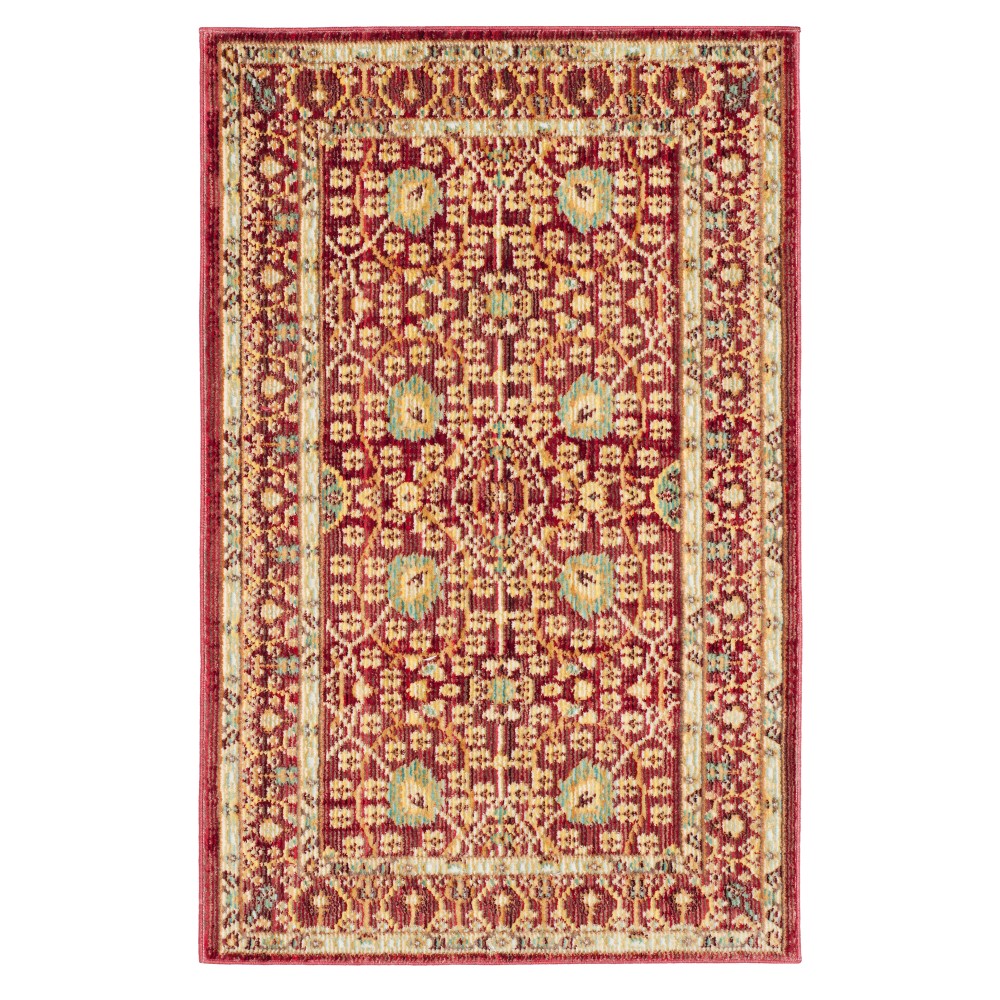 Red/Red Floral Loomed Accent Rug 2'x3' - Safavieh