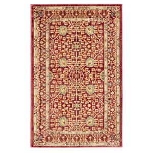 Red/Red Floral Loomed Accent Rug 2
