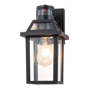 C Cattleya 11.75in Matte Black Motion Sensor Outdoor Wall Sconce,Dusk to Dawn Porch Light with E26 Base Socket - 1 of 4