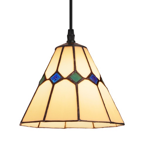 9.5 High Yerik Black Painted Iron Ceiling Pendant Lamp With Stained Glass  Shade - River Of Goods : Target