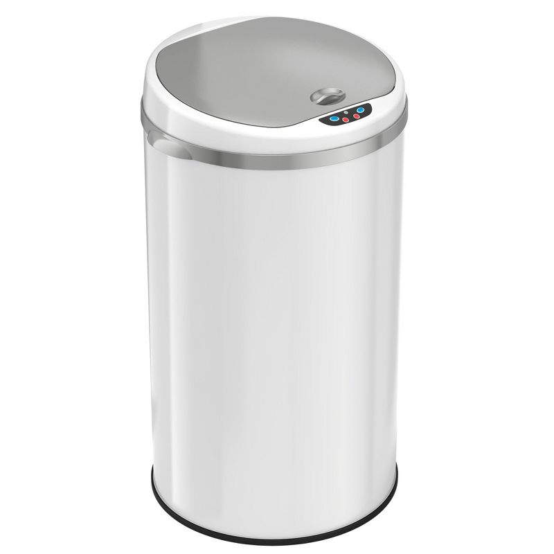 iTouchless Sensor Kitchen Trash Can with AbsorbX Odor Filter Round 8 Gallon White Stainless Steel, 1 of 7