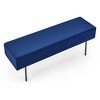 Upholstered Bedroom Benches Velvet Footrest Stool Accent Bench for Entryway Dining Room Living Room Bedroom End of Bed, Blue - 3 of 4