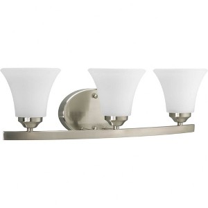 Progress Lighting Adorn Collection 3-Light Bath Fixture, Brushed Nickel, Etched Glass Shade - 1 of 3