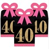 Big Dot of Happiness Chic 40th Birthday - Pink, Black and Gold - Square Favor Gift Boxes - Birthday Party Bow Boxes - Set of 12 - 2 of 4
