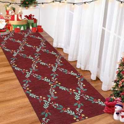 Christmas Area Rugs for Living Room Bedroom Xmas Berries Holly Branch Festival Winter Decorations Rugs Soft Rug
