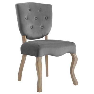 Modway Array Vintage French Performance Velvet Dining Side Chair Gray