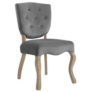 Modway Array Vintage French Performance Velvet Dining Side Chair Gray - 1 of 4