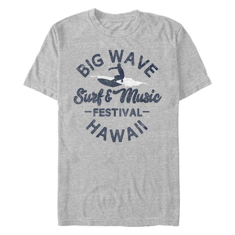 Men's Lost Gods Big Wave Surf & Music Festival Distressed T-Shirt - Athletic Heather - Small