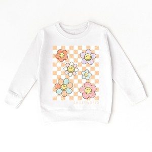 The Juniper Shop SmileyWorld Checkered Floral Distressed Toddler Sweatshirt - 1 of 4