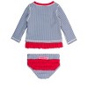RuffleButts Girls UPF50+ Seersucker Long Sleeve Rash Guard Bikini - 2 of 4