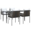 vidaXL Patio Dining Set Table and Chair with Cushions Poly Rattan and Steel - Brown 63" Table Length 4 Chairs - 3 of 4