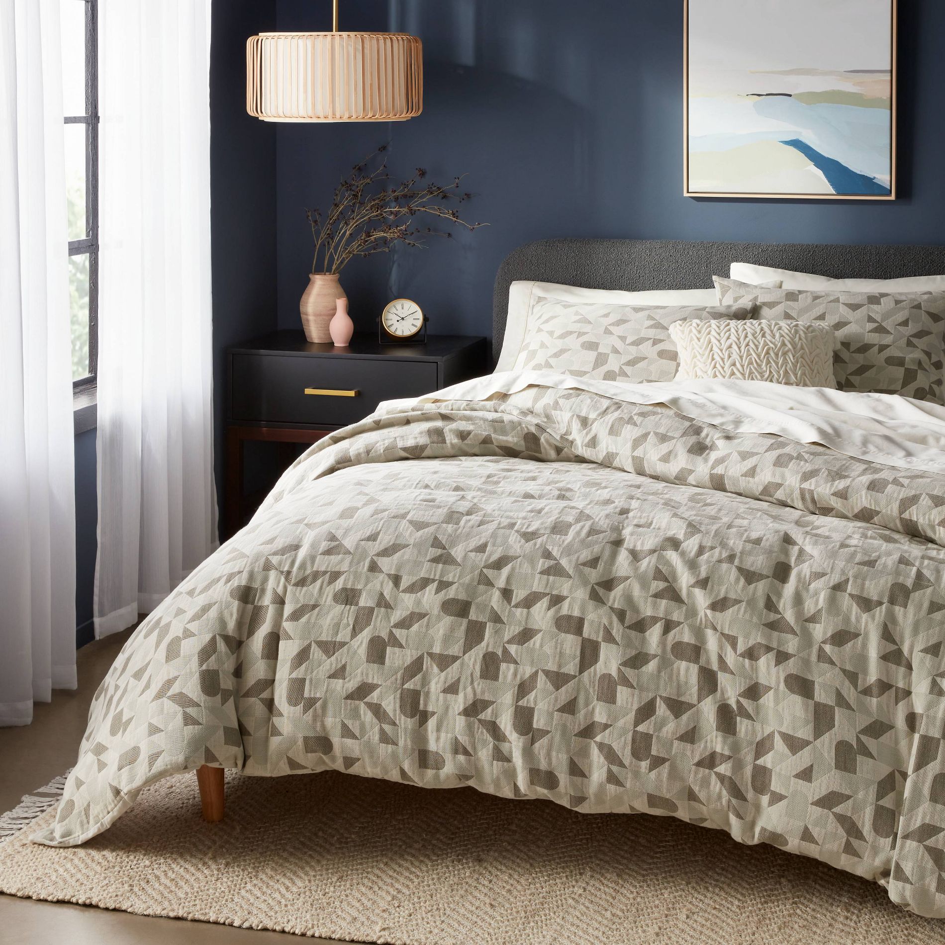 Full/Queen Geo Matelasse Duvet Cover and Sham Set Dark Olive Green - Threshold™: Woven Jacquard, 200 Thread Count, OEKO-TEX Certified