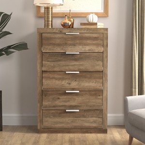 Galano Harlowin 5-Drawer Chest of Drawers (46.4 in. × 16.2 in. × 30.7 in.) in Dusty Gray Oak, Knotty Oak, Dark Gray Oak - 1 of 4