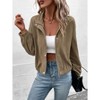 Clearlove Women Casual Corduroy Jacket Collar Zip Up Cropped Coat - 2 of 4