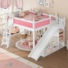 TopComfy Beds Queen Loft Bed with Storage Shelves and Cabinet Loft Beds with Detachable Slide and Ladders for Bedroom, Pink, 97.9"*66.9"*60.8" - 2 of 4