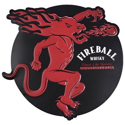 Fireball Whisky Embossed Metal Sign Black/Red - Crystal Art Gallery