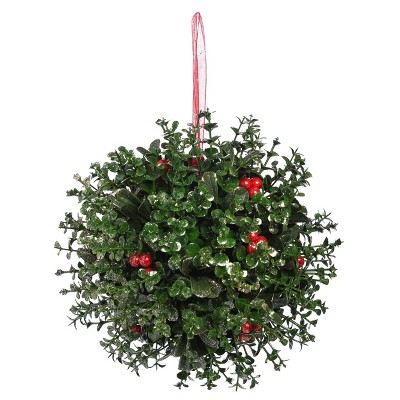 Transpac Artificial 8 in. Green Christmas Traditional Ball Ornament