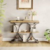 39" Industrial Entryway Table, 3-Tier Console Table Sofa Table with Circle Metal Frame, Accent Table with Wooden Storage Shelves, for Entry, Hallway - 2 of 4
