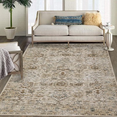 Washable Hallway Runner Rug, Ultra-Thin Non-Slip Low-Pile Vintage Indoor Carpet for Kitchen, Laundry, Bedside Accent