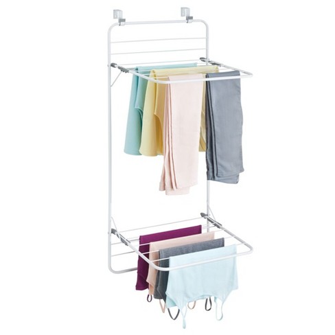 Mdesign Steel Collapsible Over The Door Laundry Drying Rack - White/gray :  Target
