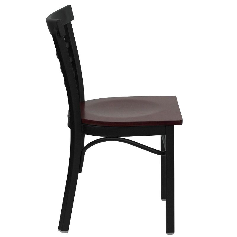 Flash Furniture Black Three-Slat Ladder Back Metal Restaurant Chair, 5 of 8