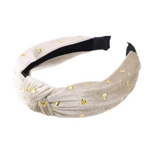 Unique Bargains Women's Velvet Heart Shape Stud Knot Headband 1.18 inch Wide - 1 of 4