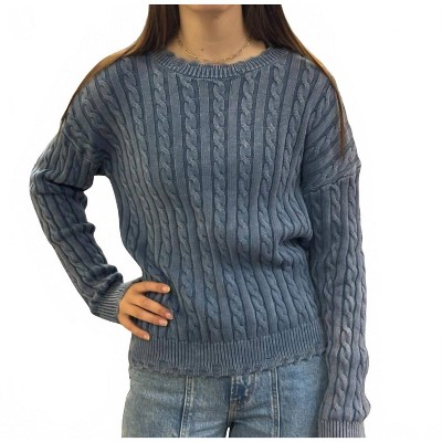 Women's Wo's Cable Knitted Mineral Wash Sweater - Easel